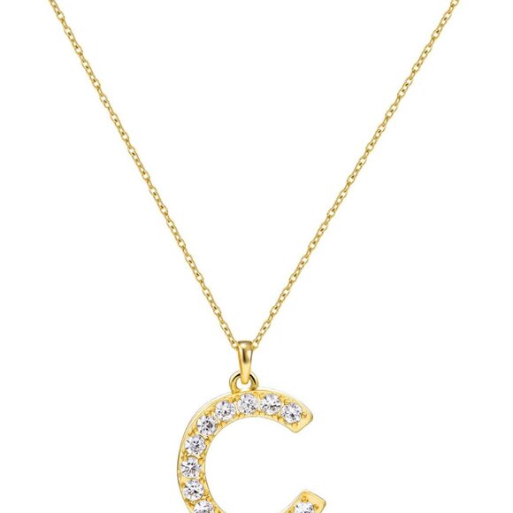 18" Adjustable Gold Plated Cubic Zirconia Initial Necklace for Women, Perfect Gi - Picture 1 of 8